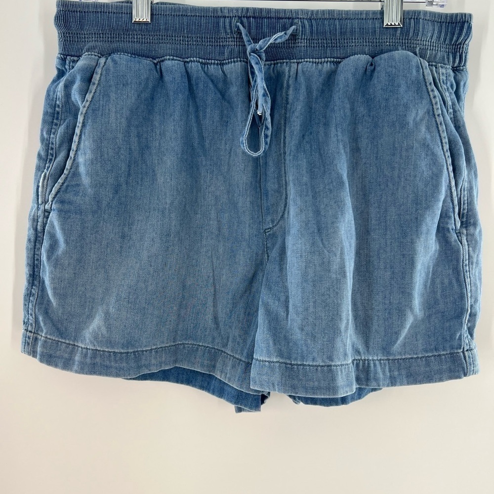 GAP HIGH WAIST PULL ON DRAWSTRING SHORTS LIGHT INDIGO MEDIUM